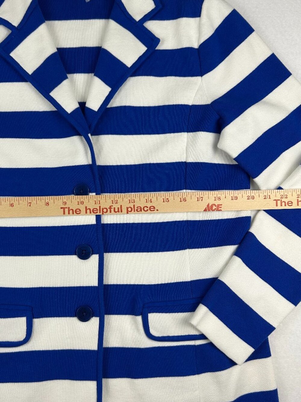 Ralph Lauren | Combed Cotton Sapphire Blue and White Striped Blazer NWOT size XL - Picture 8 of 12